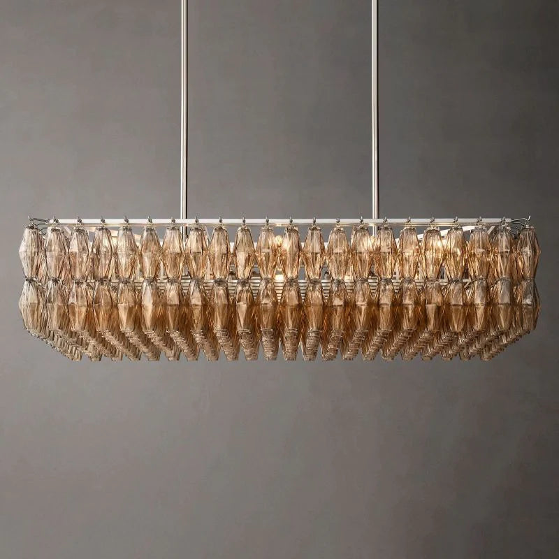 Murano Clear Glass Rectangular Chandelier 54"