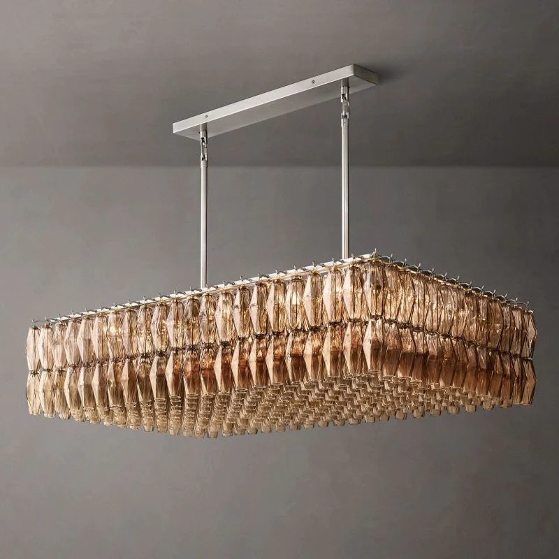 Murano Clear Glass Rectangular Chandelier 54"