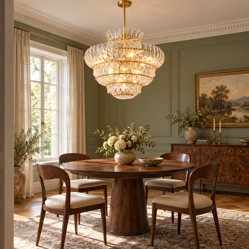 Alieence Clear Glass Round Chandelier