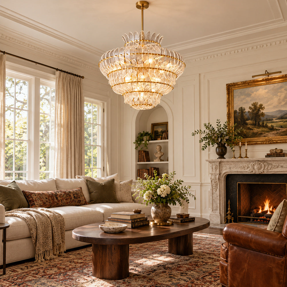Alieence Clear Glass Round Chandelier