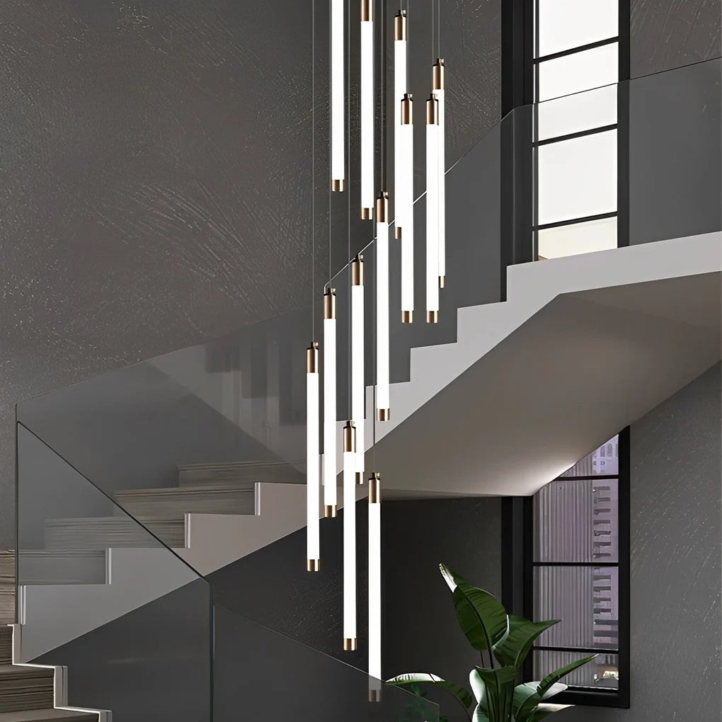 Contemporary Staircase Chandelier Spiral Tube Ceiling Light