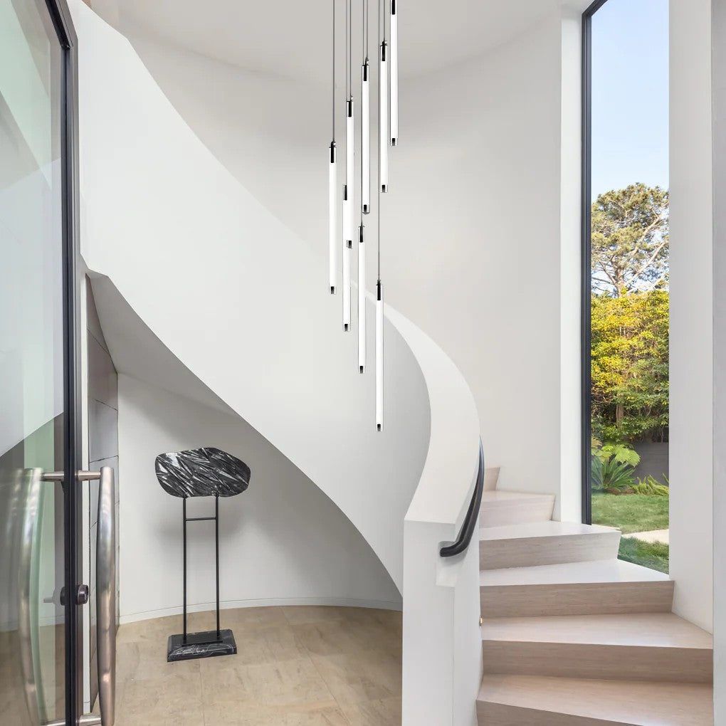 Contemporary Staircase Chandelier Spiral Tube Ceiling Light