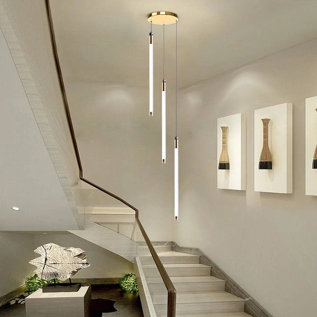 Contemporary Staircase Chandelier Spiral Tube Ceiling Light