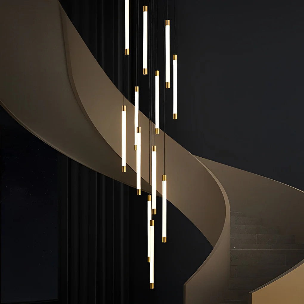 Contemporary Staircase Chandelier Spiral Tube Ceiling Light