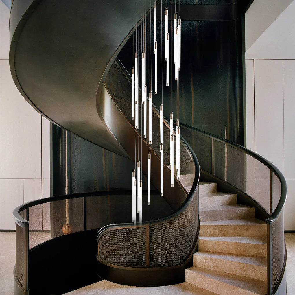 Contemporary Staircase Chandelier Spiral Tube Ceiling Light