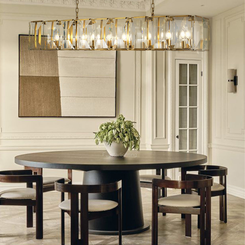 Kiko Crystal Rectangular Chandelier 62"
