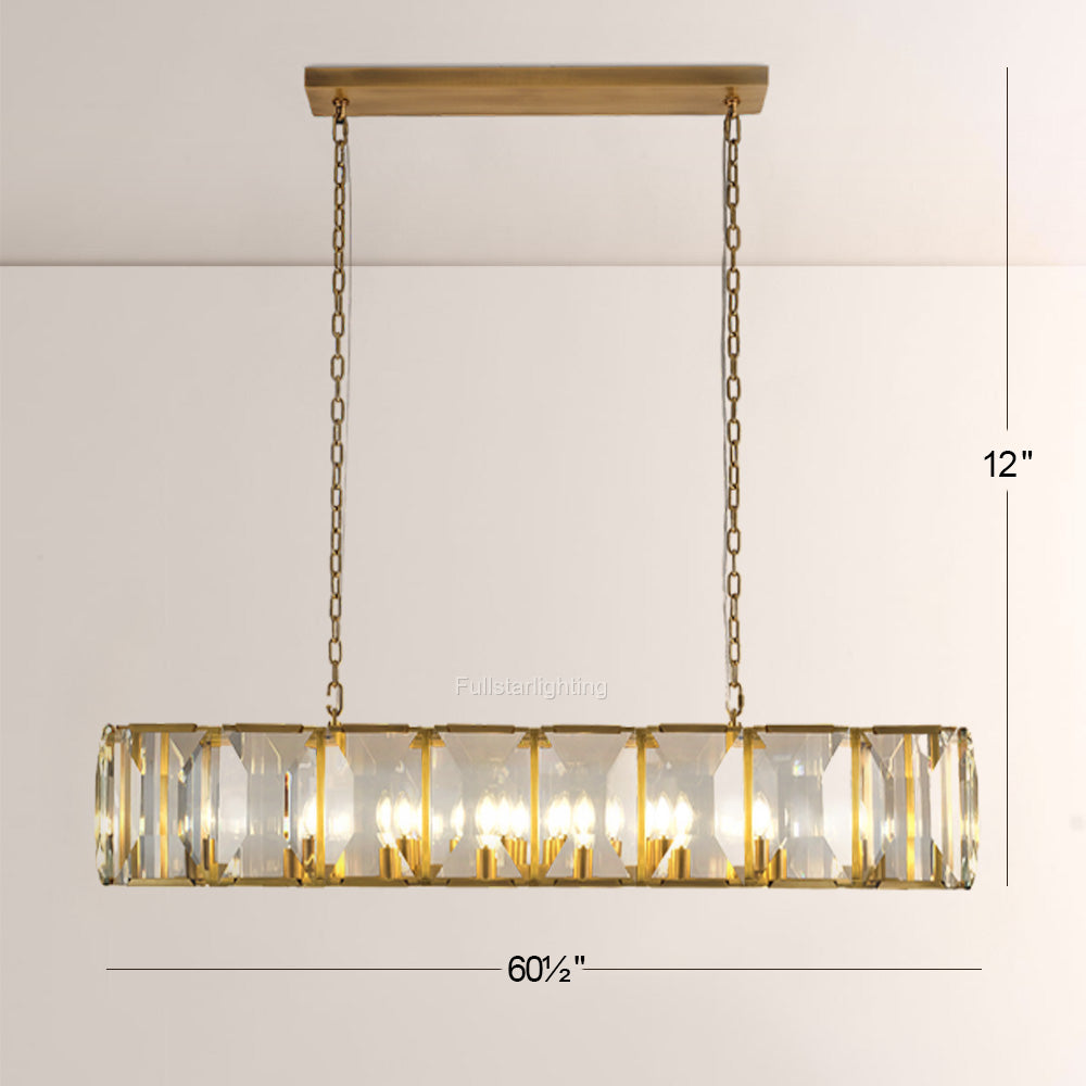 Kiko Crystal Rectangular Chandelier 62"