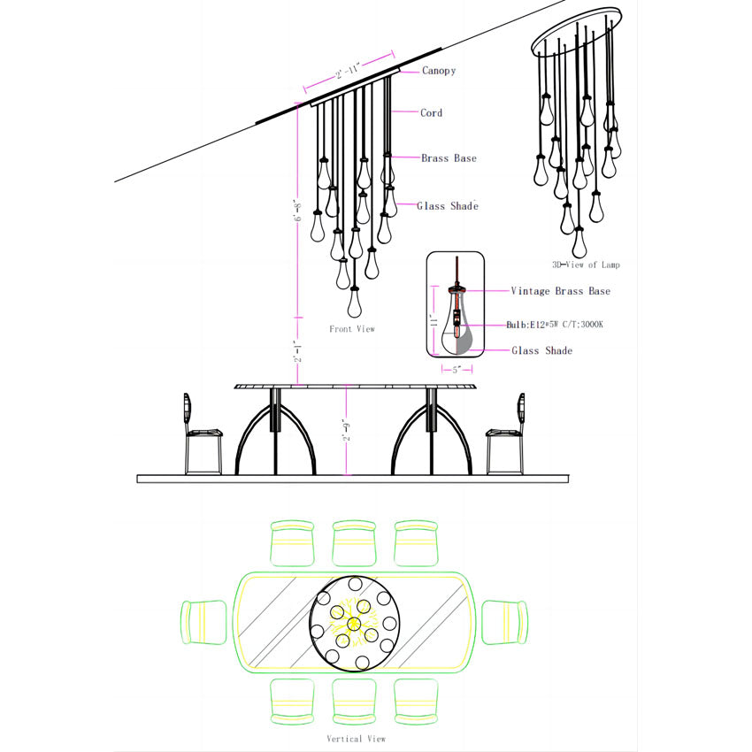 Raindrop Round Chandelier，Chandelier Modern，Chandelier For Dining Room