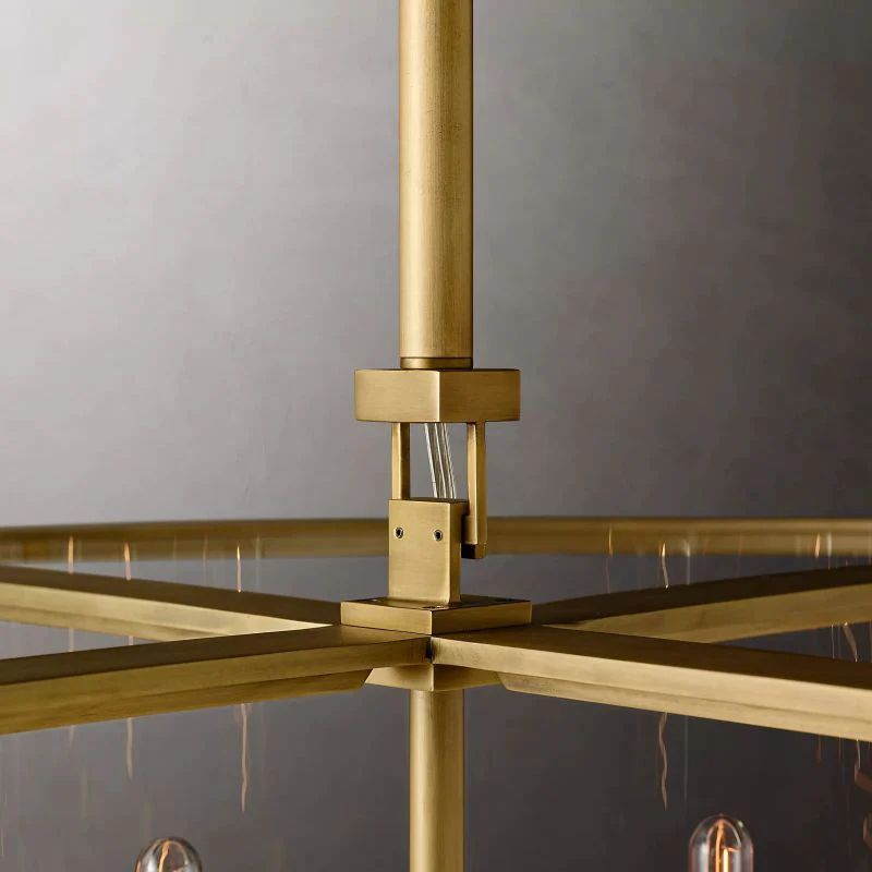 Deckman Glass Lantern Modern Round Chandelier 55"