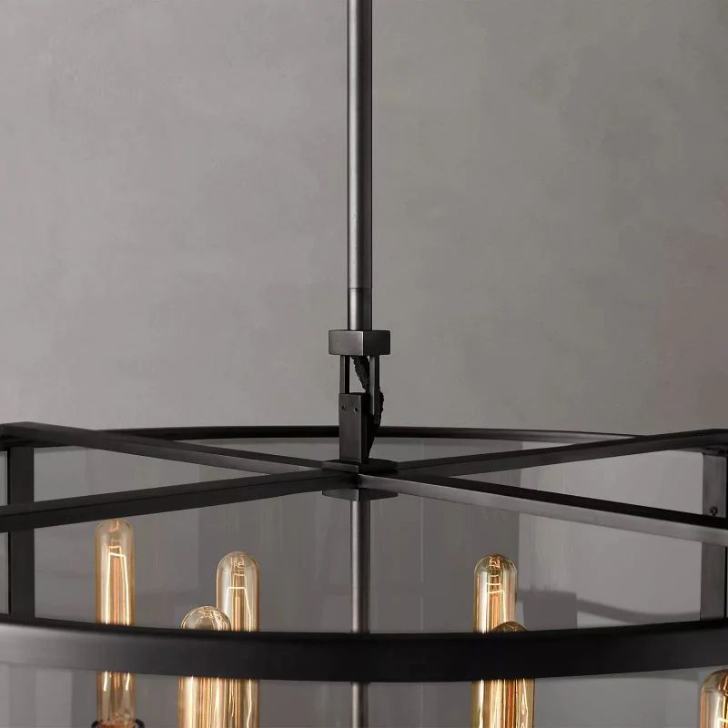 Deckman Glass Lantern Modern Round Chandelier 33"
