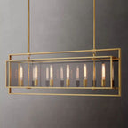 Deckman Glass Lantern Rectangular Chandelier 54"