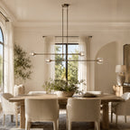 Demeart Mobile Linear Chandelier with YMceted Glass Shades