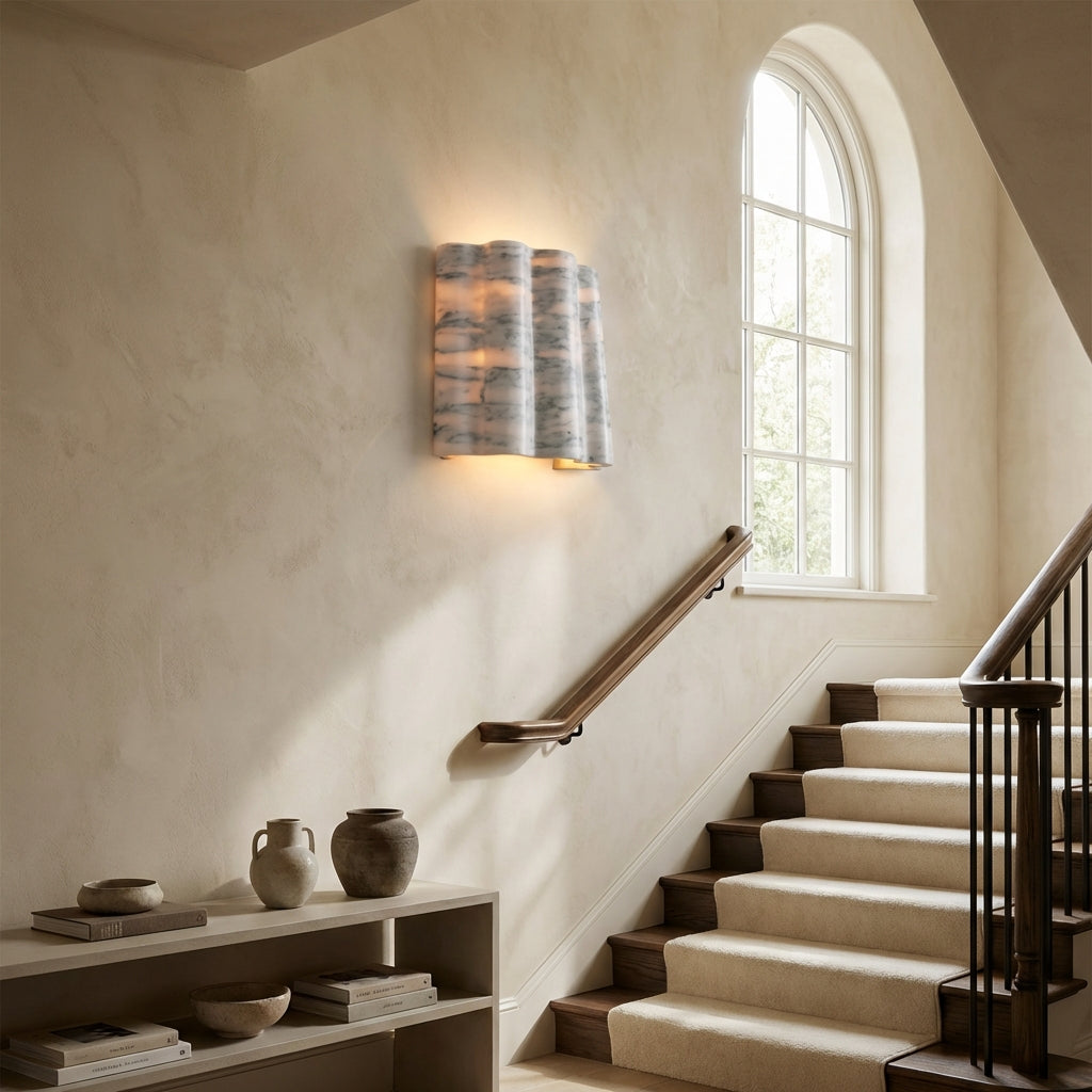 Faience Sculptural Marble Wall Sconce