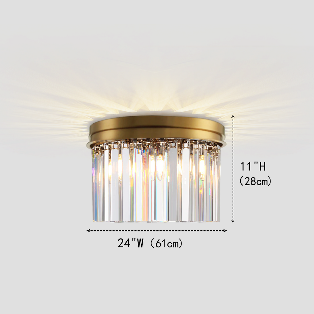 1920s Olion 1-Tier Crystal Round Flushmount