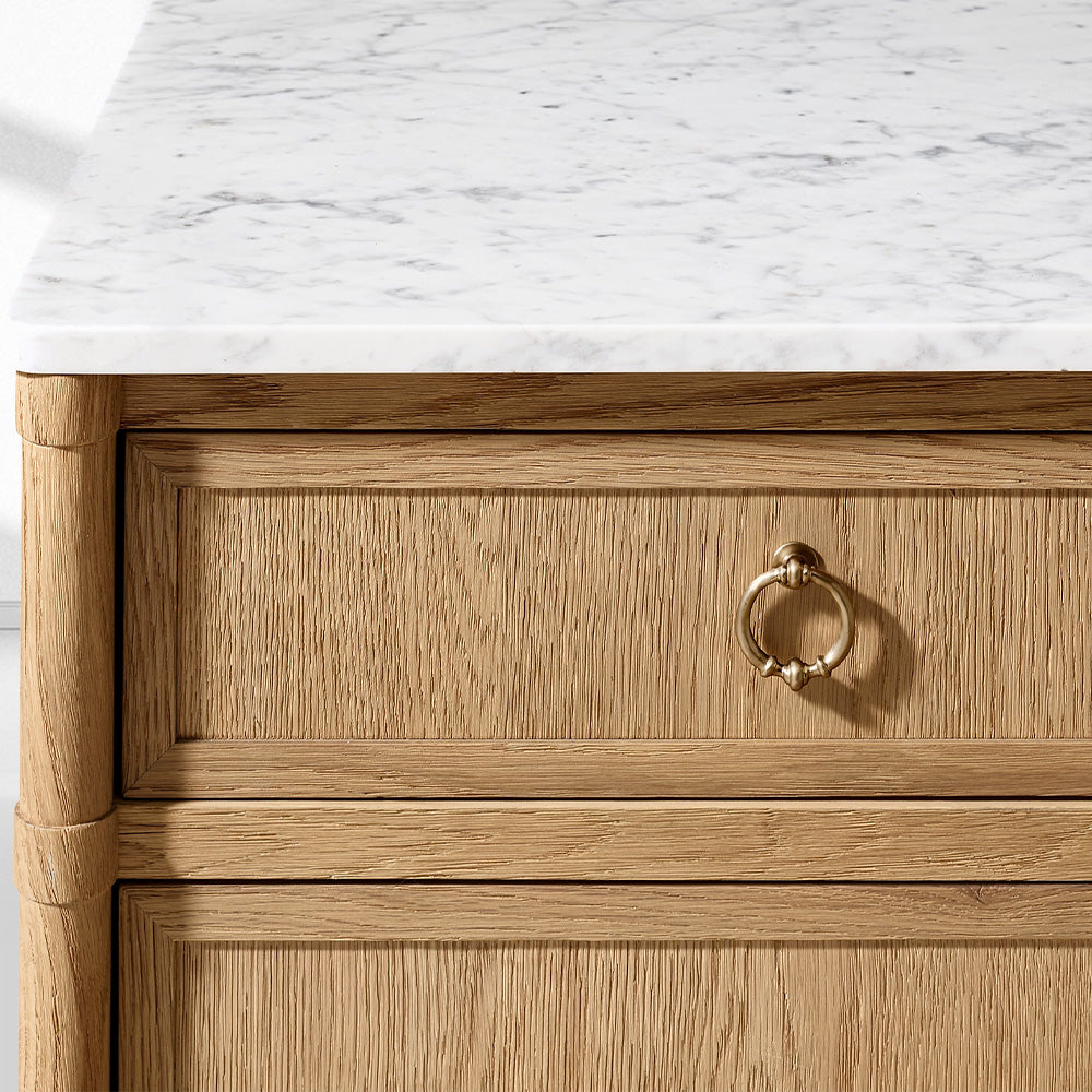 Fraboutiq Marble Double-Door Sideboard with Drawers