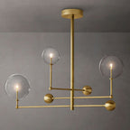Glass Globe Mobile Three-Arm Chandelier 46"