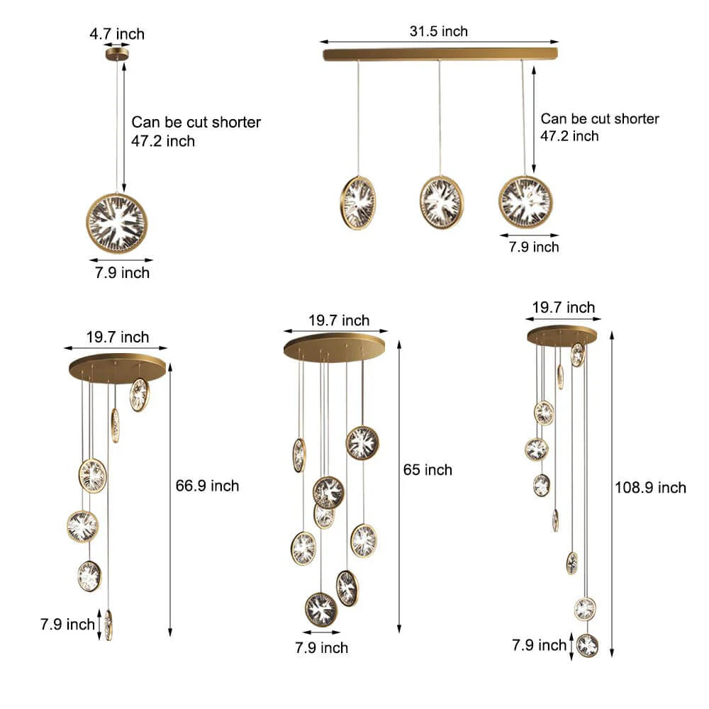 Gold Crystal Staircase Chandelier