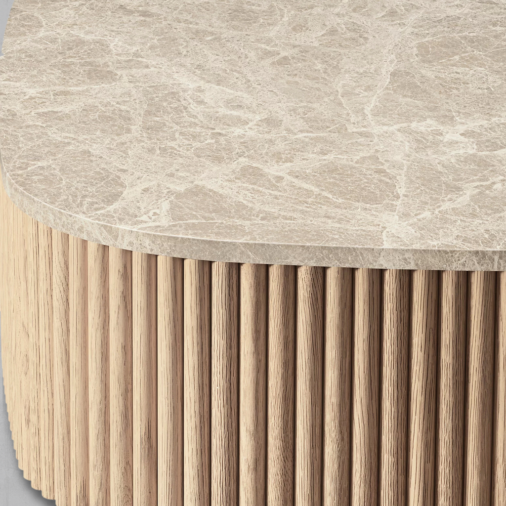 Mulholland Oak Wood & Stone Coffee Table