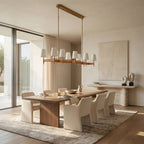 Haven Leather Brass Linear Chandelier