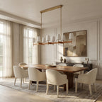 Haven Leather Brass Linear Chandelier