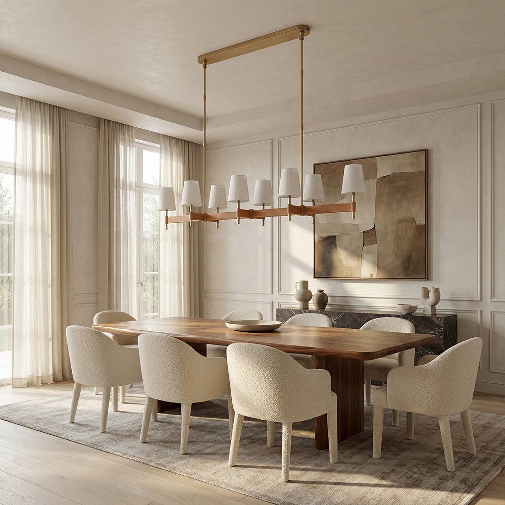 Haven Leather Brass Linear Chandelier