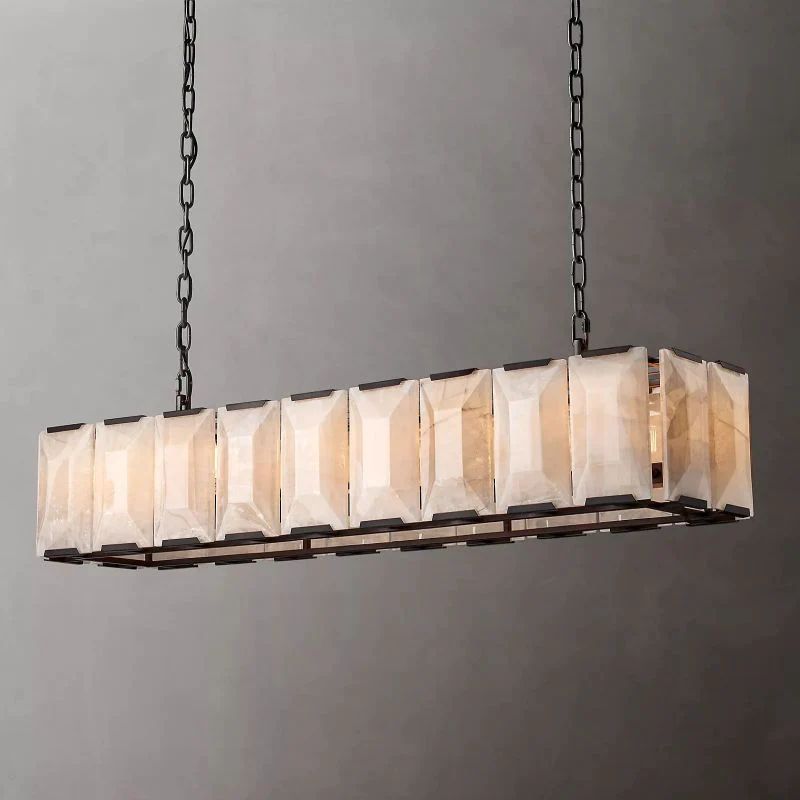 Kiko Calcite Rectangular Chandelier 62"