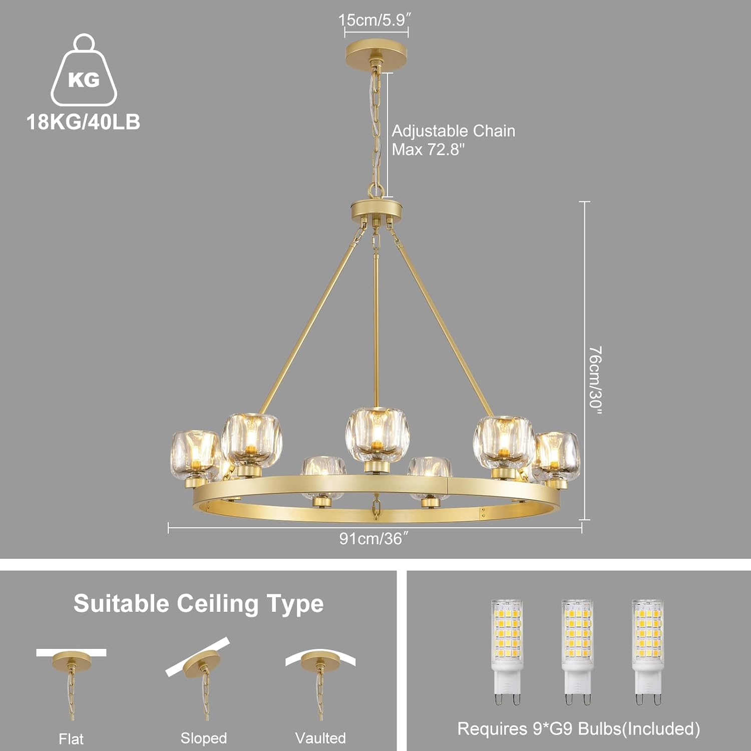Wagon Wheel Crystal Round Chandelier 24" 36" 48" 60"