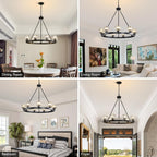 Wagon Wheel Crystal Round Chandelier 24" 36" 48" 60"