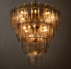Lattic Smoke Glass Tiered Round Chandelier 47"