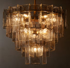Lattic Smoke Glass Tiered Round Chandelier 47"