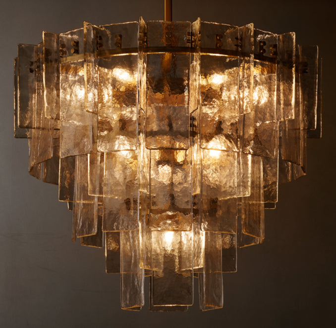 Lattic Smoke Glass Tiered Round Chandelier 47"