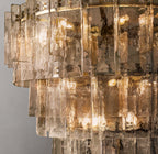 Lattic Smoke Glass Tiered Round Chandelier 47"
