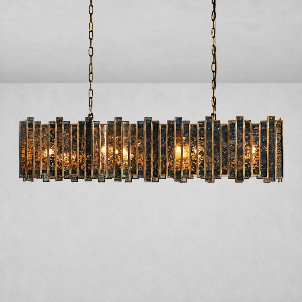 Layla Rectangular Antique Glass Chandelier 37" 49" 70"