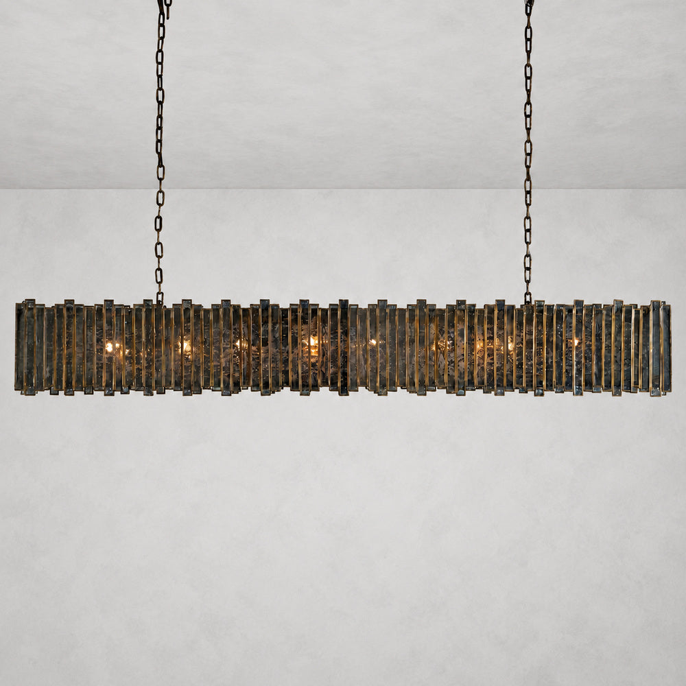 Layla Rectangular Antique Glass Chandelier 37" 49" 70"