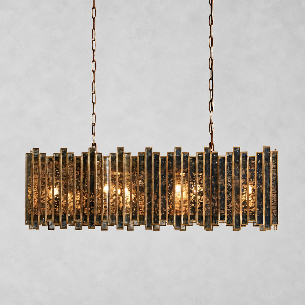 Layla Rectangular Antique Glass Chandelier 37" 49" 70"