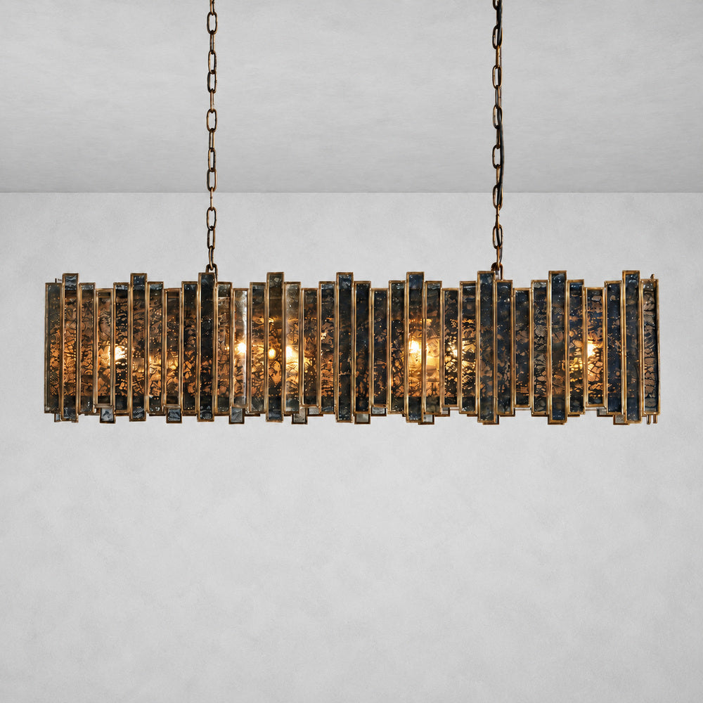 Layla Rectangular Antique Glass Chandelier 37" 49" 70"