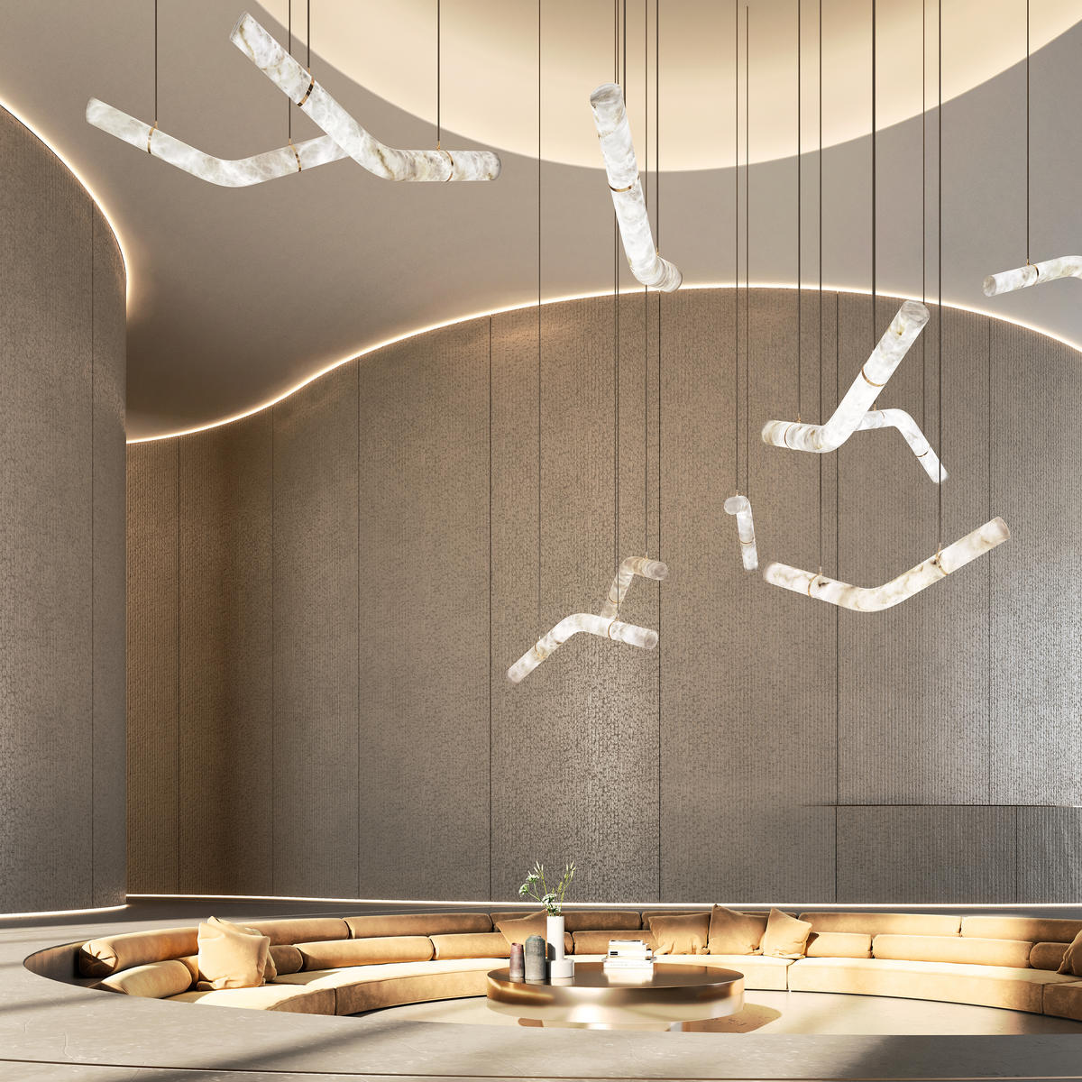 Alabaster Comet Pendant，Pendant Light In Living Room