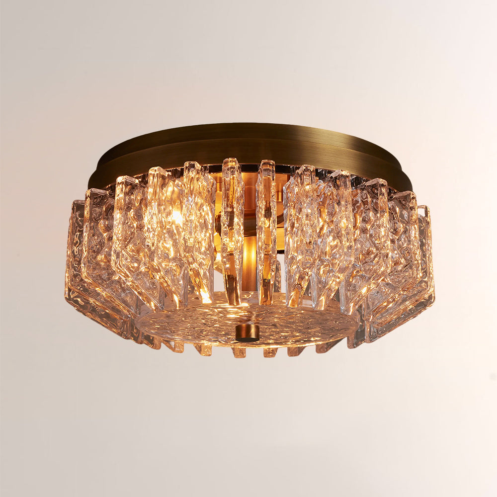 Liora Deco Brass Flush Mount with Textured Glass Panels