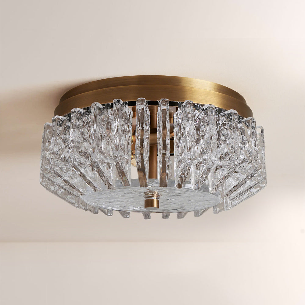 Liora Deco Brass Flush Mount with Textured Glass Panels