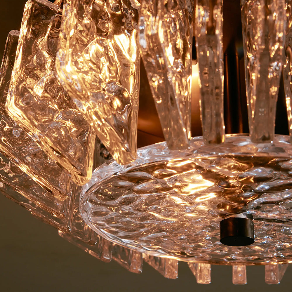 Liora Deco Brass Flush Mount with Textured Glass Panels