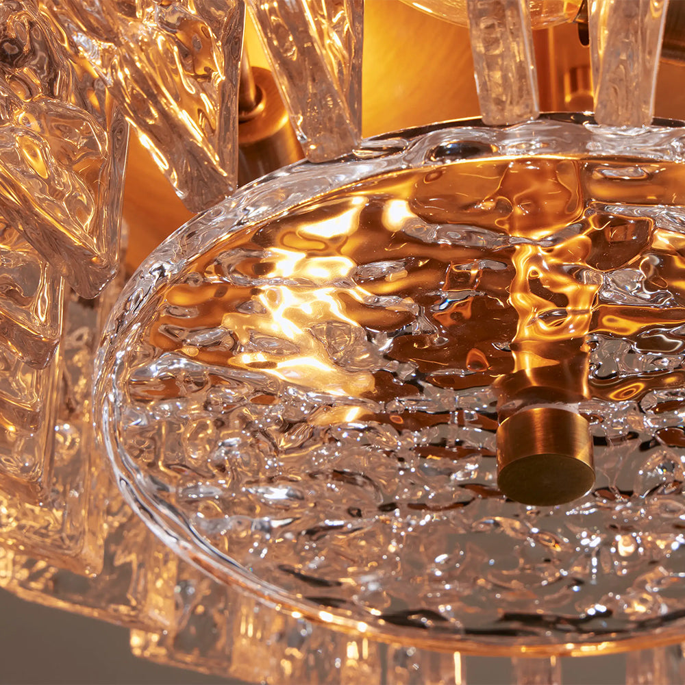 Liora Deco Brass Flush Mount with Textured Glass Panels