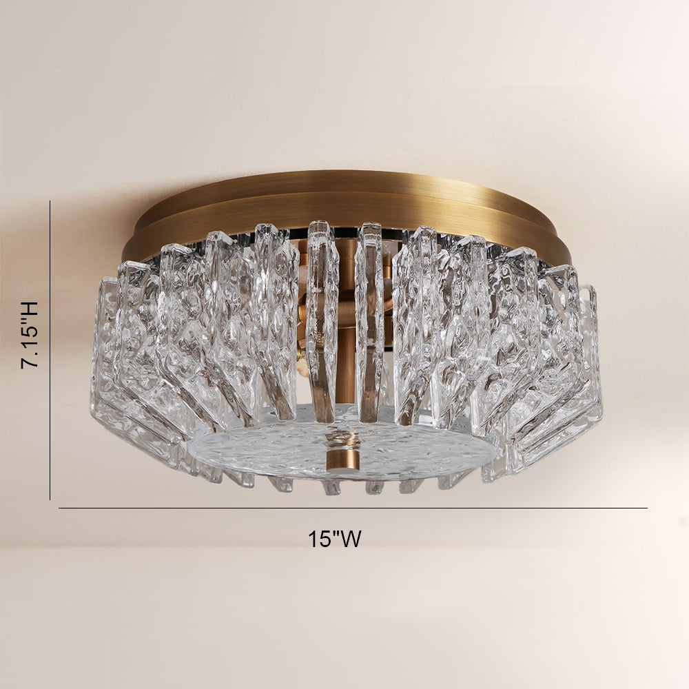 Liora Deco Brass Flush Mount with Textured Glass Panels