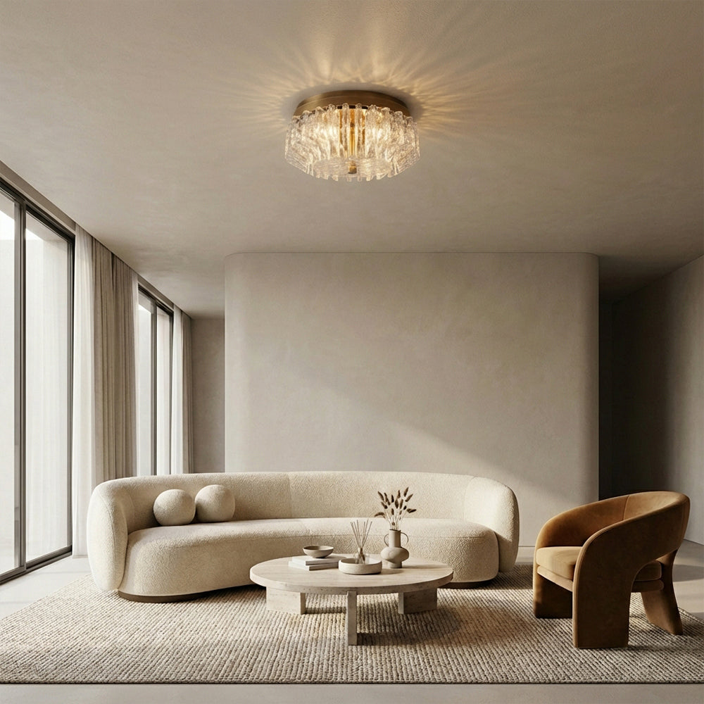 Liora Deco Brass Flush Mount with Textured Glass Panels