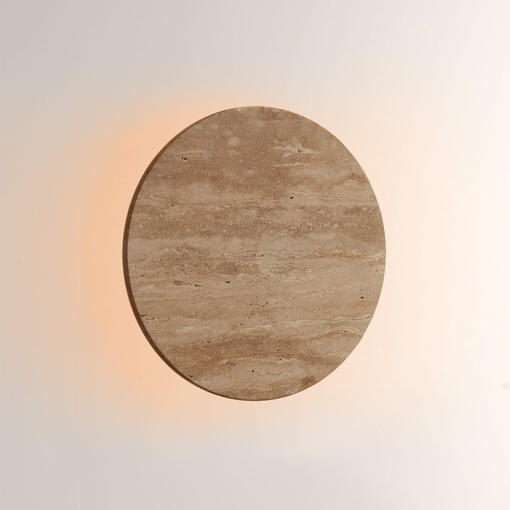 Lira Travertine Disc Outdoor Sconce