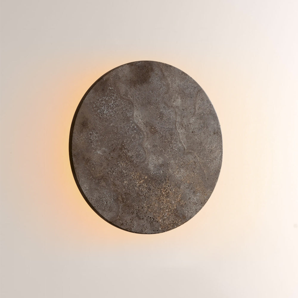 Lira Travertine Disc Outdoor Sconce