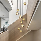 Long Spiral Cubes Crystal Chandelier for Staircase