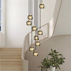Long Spiral Cubes Crystal Chandelier for Staircase