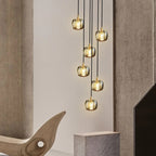 Long Spiral Cubes Crystal Chandelier for Staircase