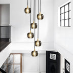 Long Spiral Cubes Crystal Chandelier for Staircase
