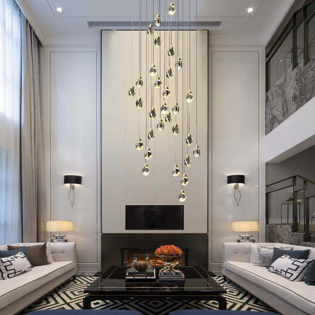 Luxury Staircase Chandelier Modern Spiral Crystal High Ceiling Light